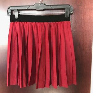 Red Pleated Skirt